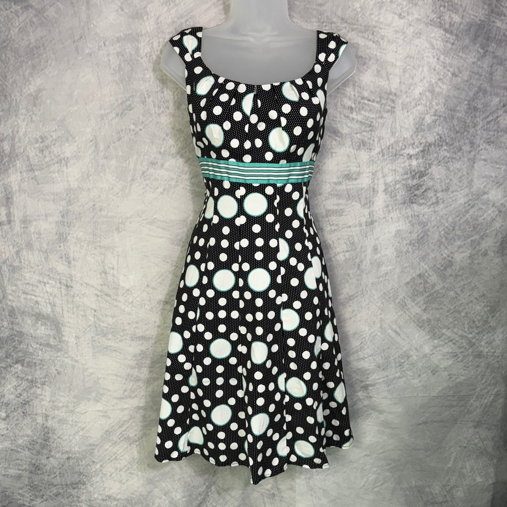 Dressbarn Polka Dot Fit & Flare Dress Womens sz 10 retro 50's pinup rockabilly